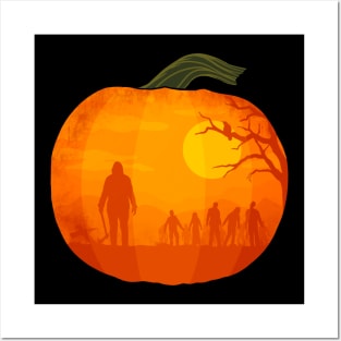 Halloween Pumpkin Zombies Horde Posters and Art